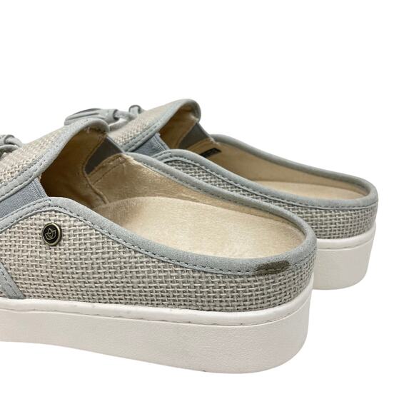 Spenco | 7D Celine Gray Textured Rafia Orthotic Clogs Slip On Shoes - Picture 8 of 13